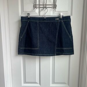 Abercrombie & Fitch A&F Mid Rise Denim Wrap Mini Skirt